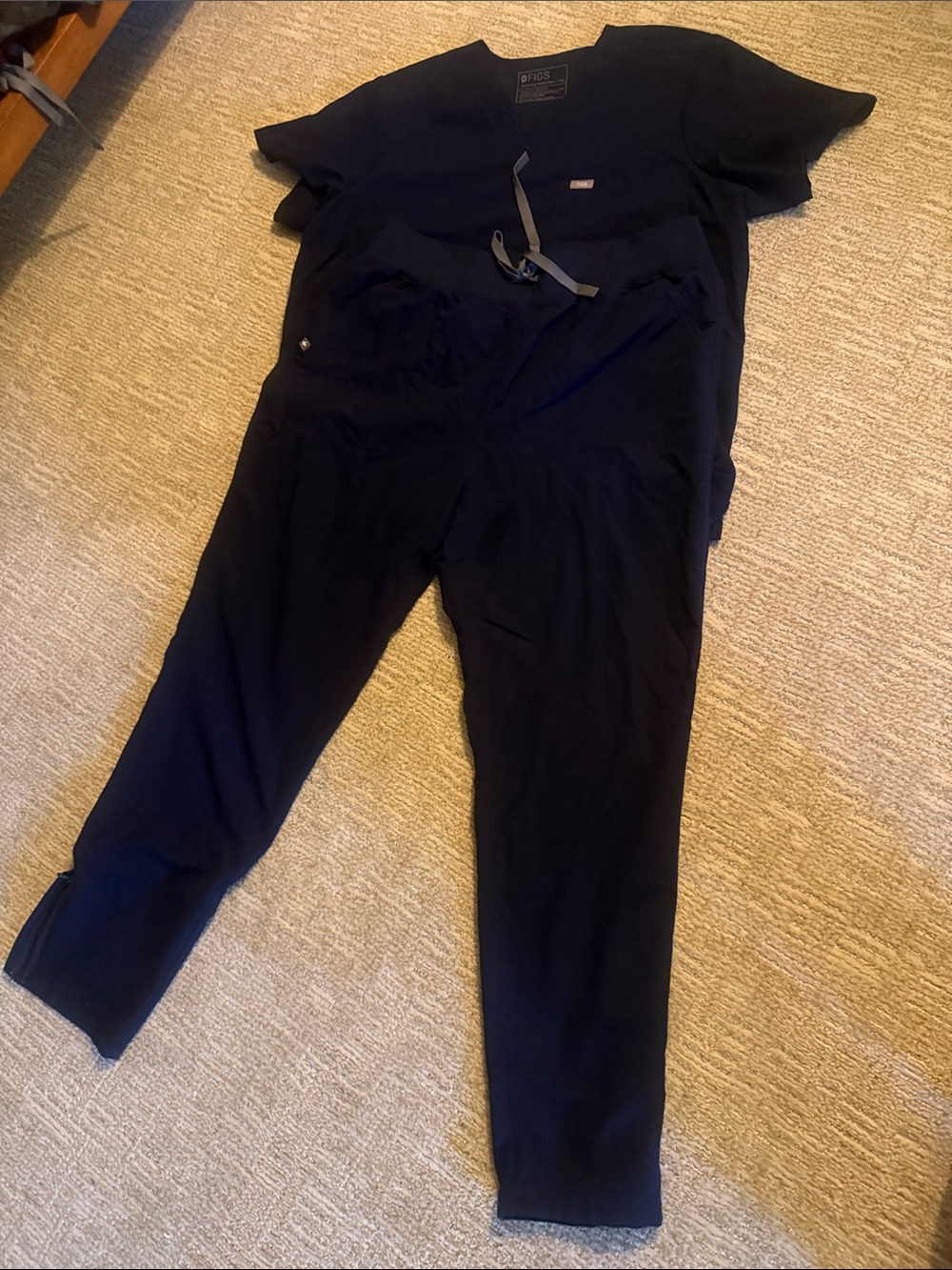 Figs Navy high waisted slim tapered Bristol pants XL Tall, top XXL